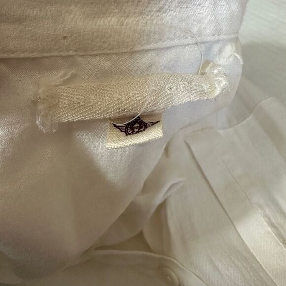 Burning Torch Bohemian White Button Down Sleeveless Oversized Pocket Blouse - Picture 11 of 12